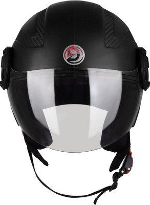 FOROLY Deletion Open Face Urban Unisex With Unbreakable Visor Motorbike Helmet(Black)