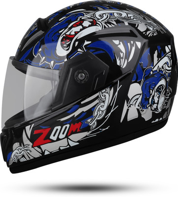 YOURCITYSELLER supar blue white gass Motorbike Helmet(Black)