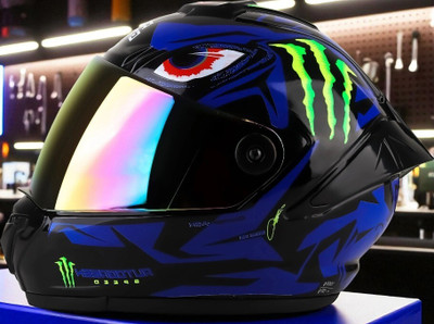 deletion Monster Speed ABS Material with Rainbow Visor (OO-1) Motorbike Helmet(Blue)