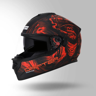 STUDDS FULL FACE DRIFTER D3 MATT BLACK N2 RED DUAL VISOR 580MM LARGE SIZE Motorbike Helmet(MATT FINISH)