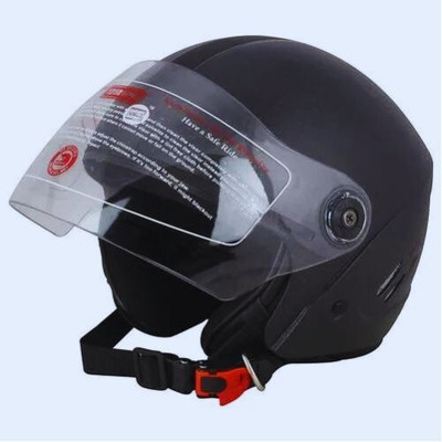 KNL _BLACK TRACK Half face HELMET WITH ISI CERTIFIED KEEP YOUR HEAD PROTECTED Motorbike Helmet(Black)