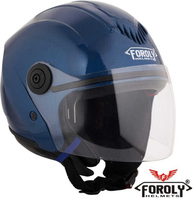 FOROLY Track GT Unisex Open Face With Scratch Resistant VisorISI Motorbike Helmet(Blue)