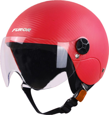 Steelbird SBH-16 Furor ISI Certified Open Face Helmet Motorbike Helmet(Dashing Red with Clear Visor)