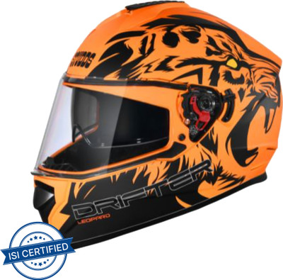 STUDDS Drifter D2 Full Face Helmet with Clear Visor (Matt Orange N9, L) Motorbike Helmet(Matt Orange)