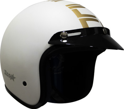 TURTLE Star With Peak Half Face Mercury Visor S-56 cm Motorbike Helmet(White)