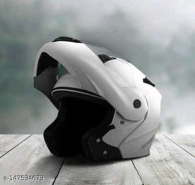Agx Flipup ABS Material with Polycarbonate Visor Motorbike Helmet(White)