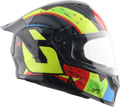 VEGA Sonic Legend Full Face Sports Medium Motorbike Helmet(Glossy Black Neon Yellow)