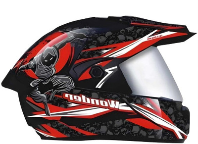deletion Wonder Ninja Cap with Polycarbonate Visor ABS Material (MM-1) Motorbike Helmet(Red)