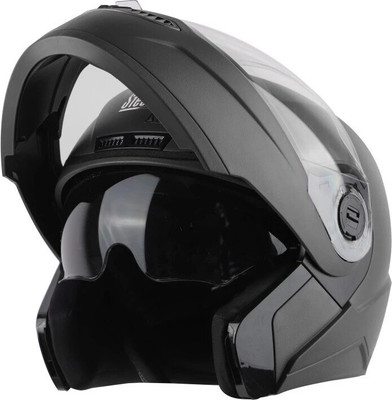 Steelbird Air SBA-7 FLIP UP HI-QUALITY DASHING BLACK WITH INNER SUN SHIELD 580MM Motorbike Helmet(Black)