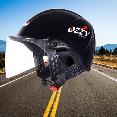 OZONE Ozzy plain helmet_openface_largesize_Ozo0067 Motorbike Helmet(Black)