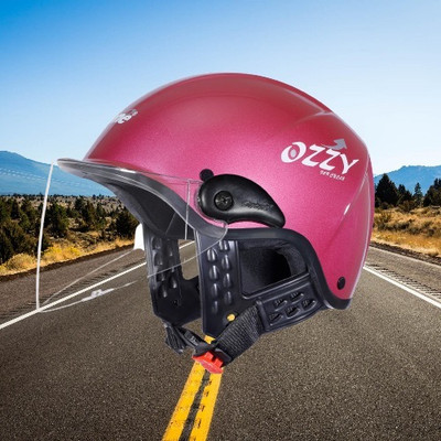 OZONE Ozzy plain helmet_openface_largesize_Ozo0069 Motorbike Helmet(Red)