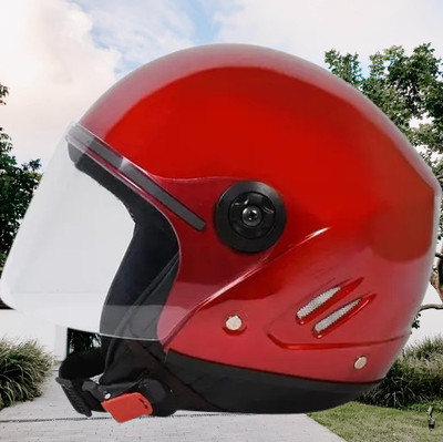 Lxt Red_Half_face_Helmet_with ISI Certified_RE_28 Motorbike Helmet(Red)