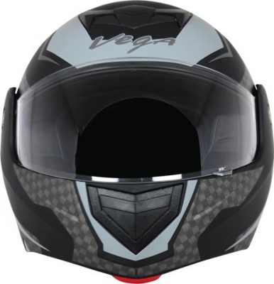 VEGA CRUX DX CHECKS DULL BLACK SILVER HELMET Motorbike Helmet(DULL BLACK SILVER)