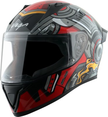 VEGA Bolt Superhero Motorbike Helmet(Black Red)