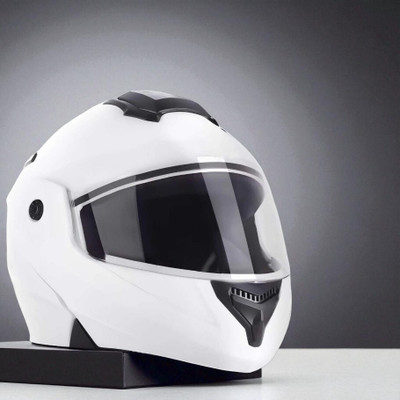 TRINOS Flipup with Polycarbonate Visor ABS Material (OO-1) Motorbike Helmet(White)