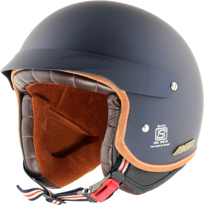 Axor Retro Jet West with Peak Motorbike Helmet(Deep Blue)