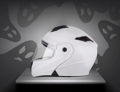 fuery Flip-up Plain Visor Blue Helmet Z095 Motorsports Helmet(White)