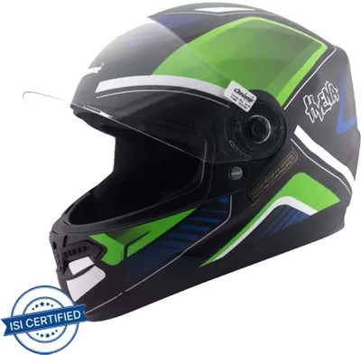 OZONE IS 4151 Motorbike Helmet(BLACK-GREEN-DESIGN)