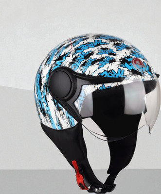 TRINOS Atom Texture with Anti UV PC Visor ABS Material Unisex (KK-1) Motorbike Helmet(Blue)