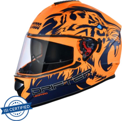 STUDDS Drifter D2 Full Face Helmet with Clear Visor (Matt Orange N1, XL) Motorbike Helmet(Matt Orange)