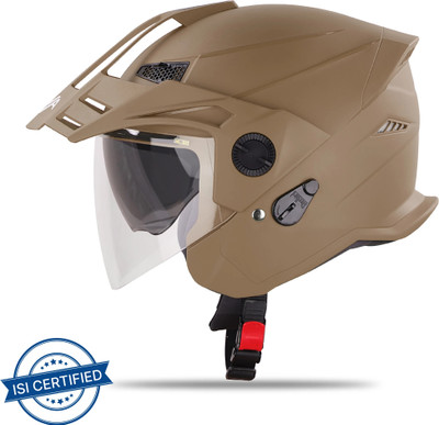 Steelbird SBH-23 GT Plus Open Face ISI Certified Helmet with Inner Sun Shield Motorbike Helmet(Dashing Desert Storm)