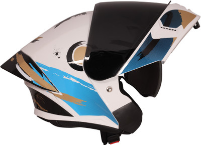 ROYAL ENFIELD Stealth Brushed Modular Flip-Up | Dual Visor | Free Extra Smoke Visor | ISI, DOT Motorbike Helmet(Blue)