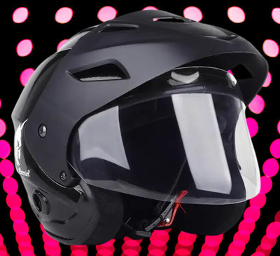 Lxt Black_Nano_Half_face_Helmet_with ISI Certified_BK_115 Motorbike Helmet(Black)