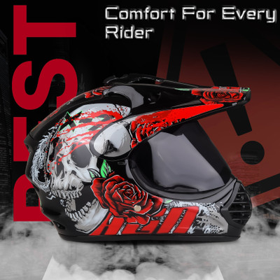 Agx Autogreen X8 Devil With Polycarbonate Visor Unisex Helmet Motorbike Helmet(Red)