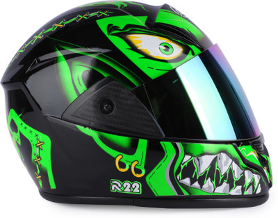 FOROLY Bali ABS Material with Rainbow visor Motorbike Helmet(Green)