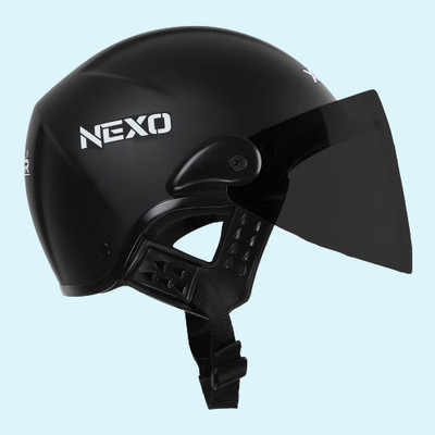 Xinor Nexo Half Helmet for Scooty & Motorbike with Clear Visor Motorsports Helmet(MT Black (Black Visor))