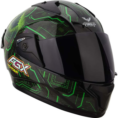 FOROLY Wonder Hacker Spoiler ISI With Unbreakable Black Visor Motorbike Helmet(Multicolor)