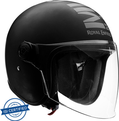 ROYAL ENFIELD Open Face MLG with Visor ISI Certified Motorbike Helmet(Matt Black)