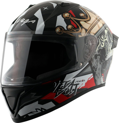 VEGA Bolt Crown Men Motorbike Helmet(Black Red)