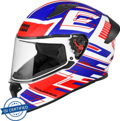 STUDDS Thunder Full Face Helmet D3 with Clear Visor (Matt White N2, M) Motorbike Helmet(Matt White)