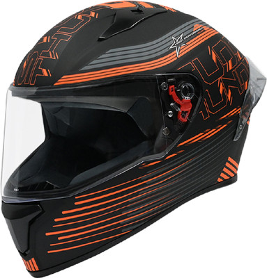 STUDDS Thunder D11 ISI Certified Full Face Graphic with Clear Visor Motorbike Helmet(MATT BLACK N10)