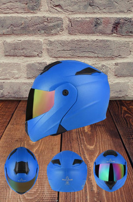 ROAD ARMOR ABS Material Full Face RAINBOW Visor, UV Scratch Resistance Motorbike Helmet Motorbike Helmet(Blue)