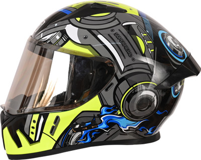 Smart BT D1 Bolt Superhero Neon Yellow DOT & ISI Certified Bluetooth Motorbike Helmet(Neon Yellow)