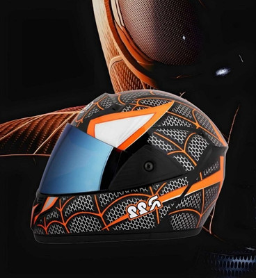 FOROLY Rado Spider ABS Material with Rainbow Visor (AB-1) Motorbike Helmet(Orange)