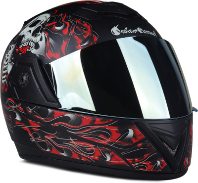 urban carrier ABS Ghost Rider Full Face Rainbow Visor Motorbike Helmet(Red)