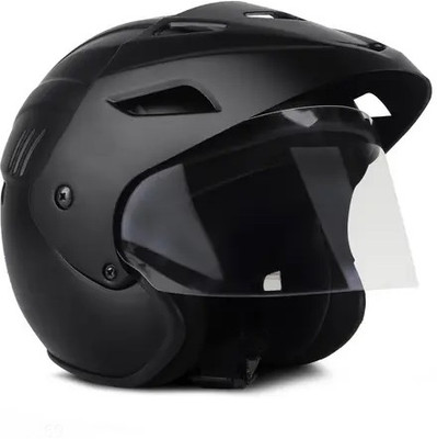 Lxt Black_Nano_Half_face_Helmet_with ISI Certified_BK_41 Motorbike Helmet(Black)
