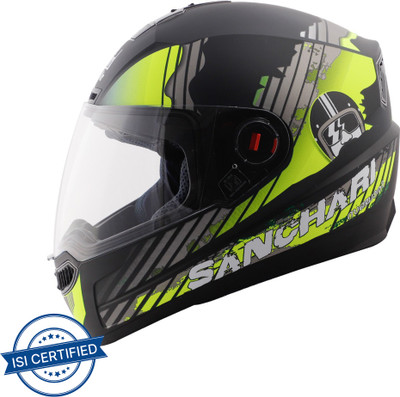 Steelbird SBA-1 Sanchari Full Face ISI Certified Helmet Fitted Clear Visor Motorbike Helmet (Matt Black Neon With Clear Visor) For Rs. 1439 @ 40 %