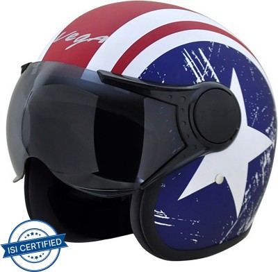 VEGA VISOR Motorbike Helmet(Dull Red Metallic Blue)