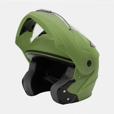 RECTITUDE Abs Material Flip Up Helmet With Scratch Resistant Clear Visor & Ventilation Motorbike Helmet(Green)