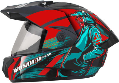 Agx Wonder Cyber Cap with Anti UV Polycarbonate Visor ABS Material Unisex Motorbike Helmet(Red)