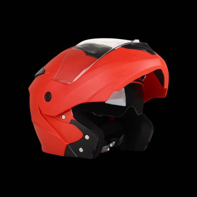 deletion Flipup with Anti UV PC and Dual Visor ABS Material Unisex (OO-1) Motorbike Helmet(Red)