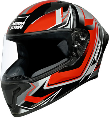 STUDDS Thunder Flash Full Face ISI & DOT Certified Helmet with Spoiler and Clear Visor Motorbike Helmet(BLACK - RED)