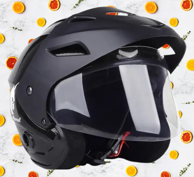 Lxt Black_Nano_Half_face_Helmet_with ISI Certified_BK_76 Motorbike Helmet(Black)