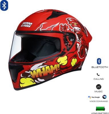 STUDDS Thunder Communication Ready D10 Bluetooth Helmet Motorbike Helmet(MATT RED)
