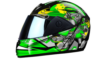 FOROLY Rado Energy Mars Full Face ABS Material with Rainbow Visor Motorbike Helmet(Green)