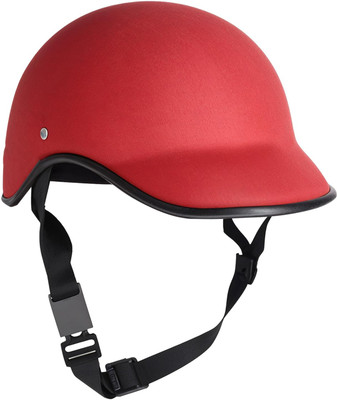 VisorUp All Purpose Open Face Cap with Adjustable Strap – Lightweight Half Cap Helmet Motorbike Helmet(Red)